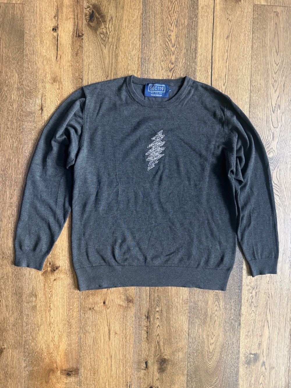 SEC 119 Men's Charcoal Crewneck Grateful Dead Sweater with Center Stitch